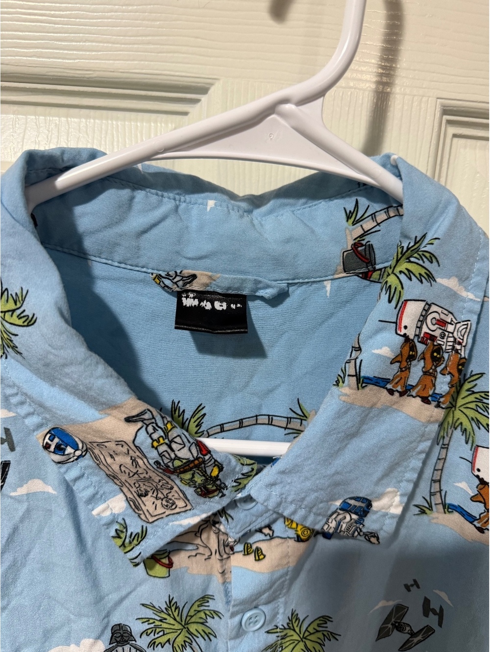 Star Wars Lucasfilm 2XL Hawaiian Button Up Shirt Blue Vacation - Picture 6 of 11